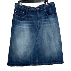 Ralph Lauren Polo Jeans Vintage Y2K Denim Knee Length Skirt Size 14